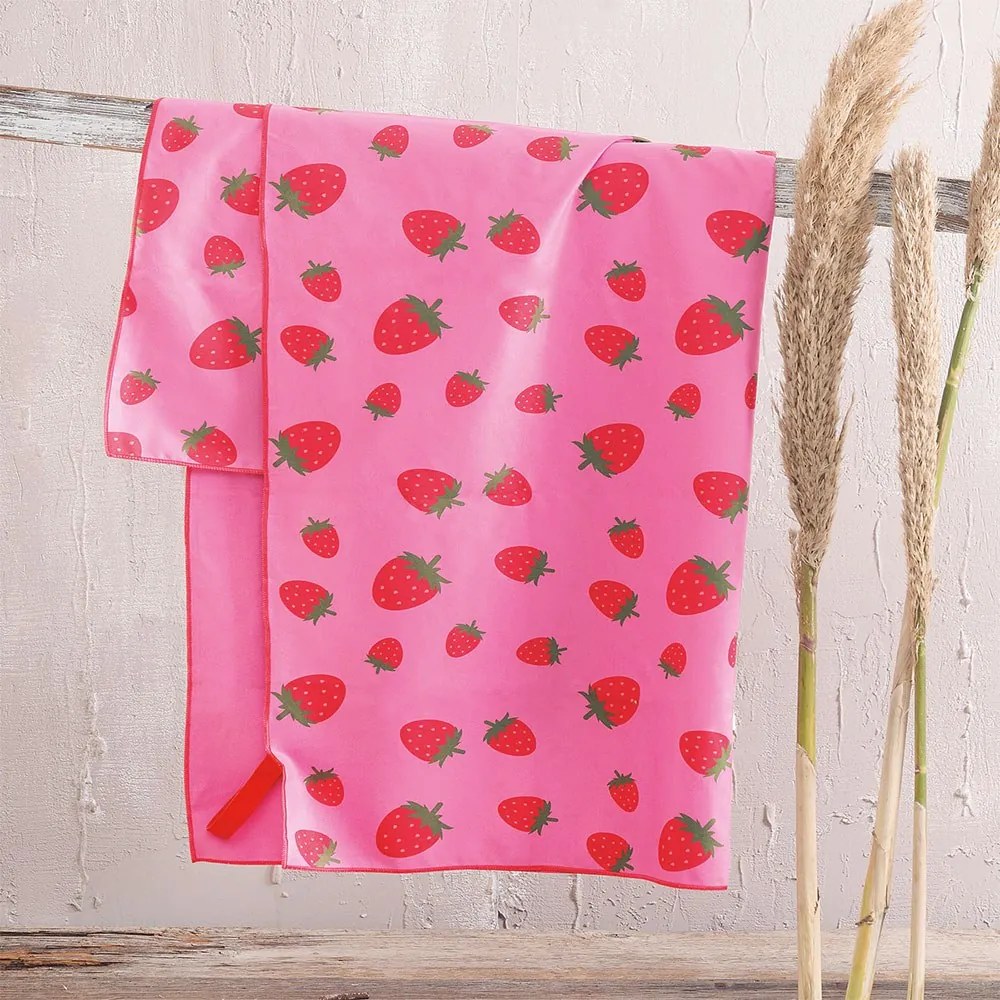 Πετσέτα Θαλάσσης Παιδική Strawberry Fields Pink Ρυθμός Θαλάσσης 90x160cm Microfiber