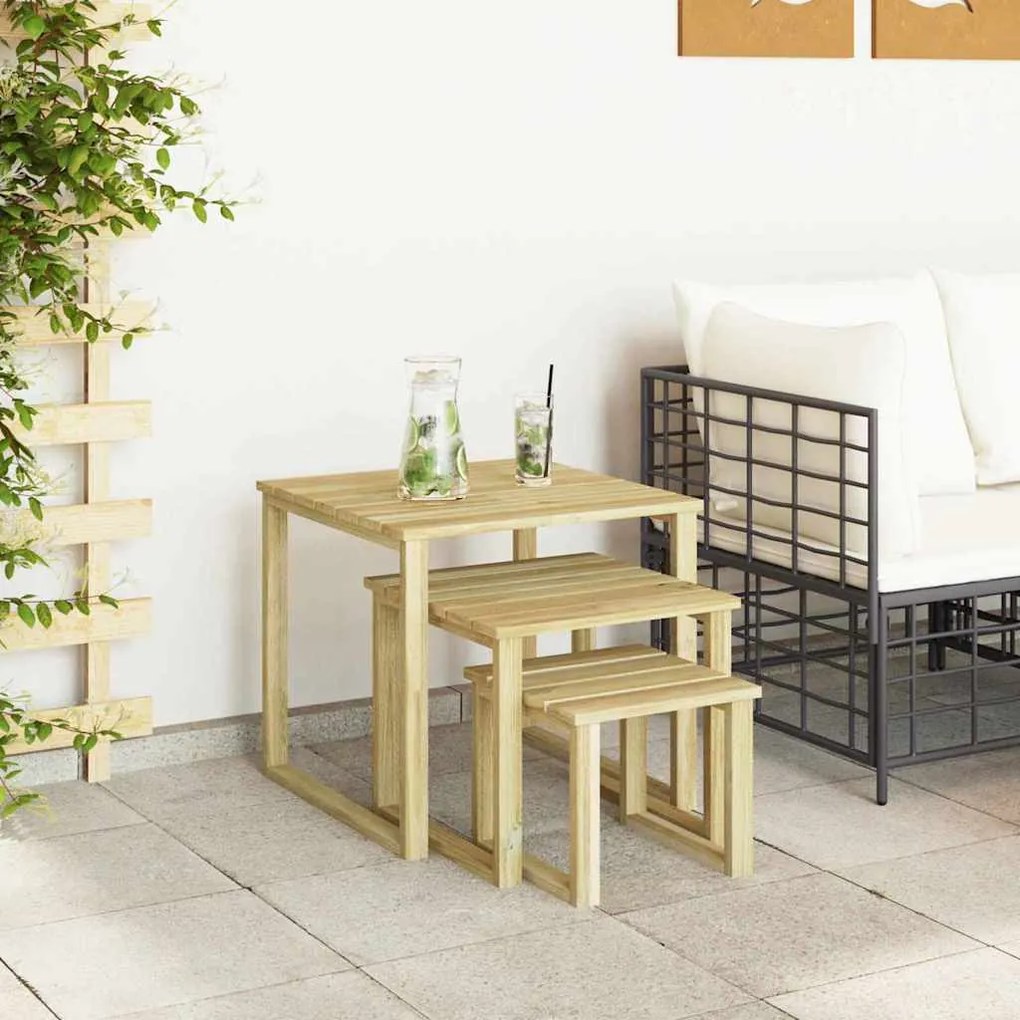 vidaXL Σετ Ξαπλώστρας 3 Τεμαχίων από Στερεό Πεύκο