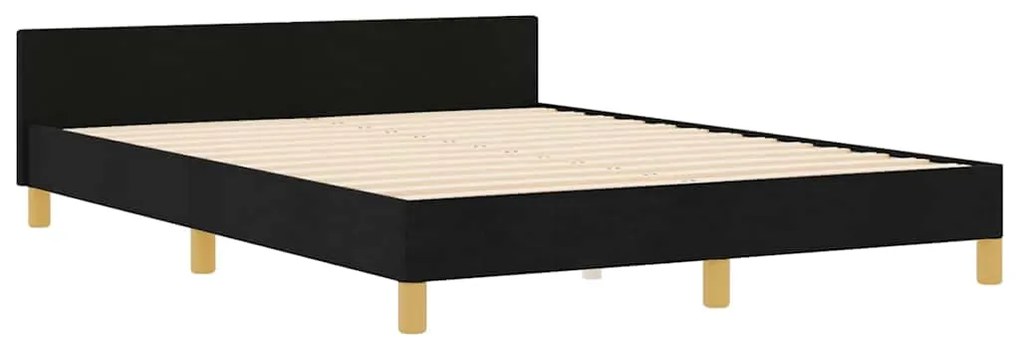 vidaXL Σκελετός Κρεβατιού με κεφαλάρι Μαύρο 140 x 190 cm ύφασμα