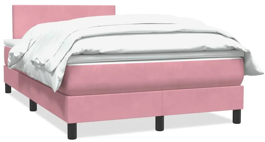 vidaXL Κρεβάτι Boxspring με Στρώμα Ροζ 120x210 εκ. Βελούδινο