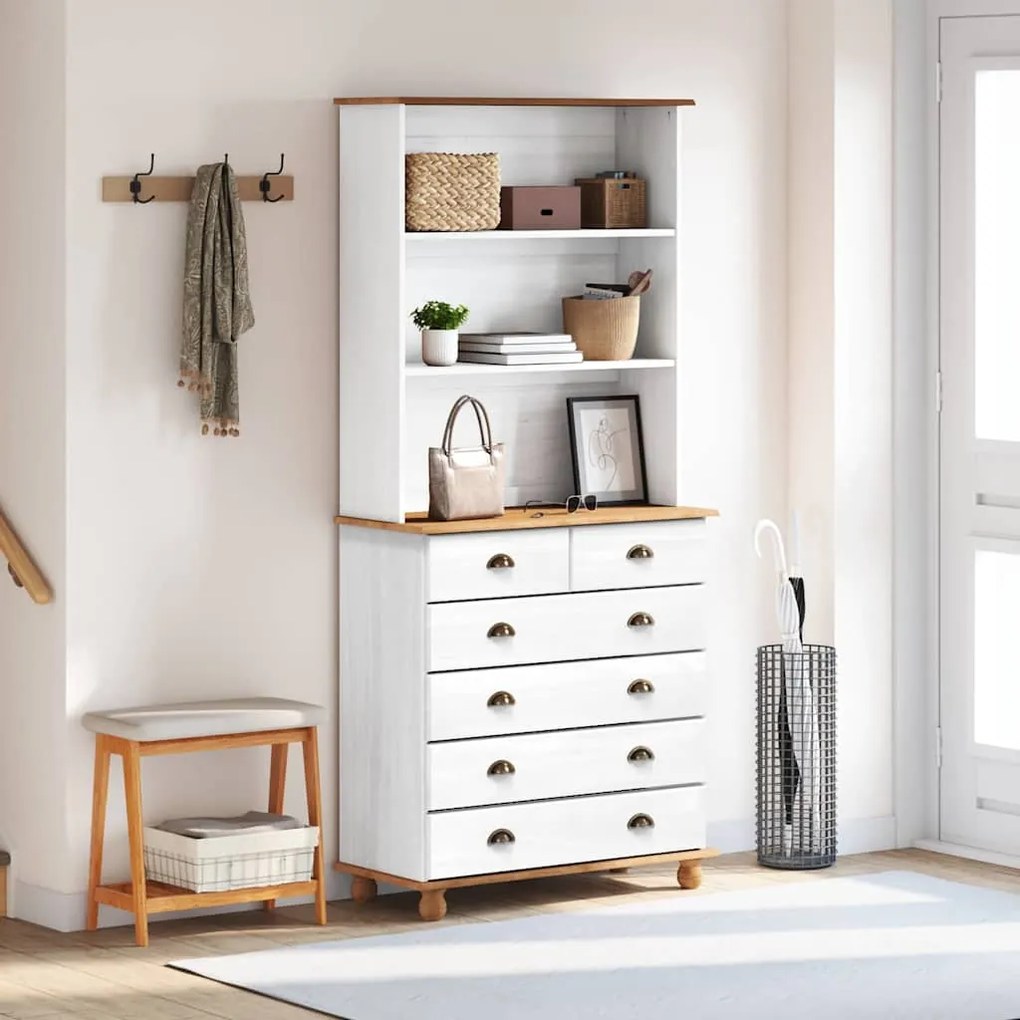 vidaXL Κλουβί με συρτάρι Λευκό 91 x 40 x 200.5 εκ Μασίφ ξύλο πεύκου