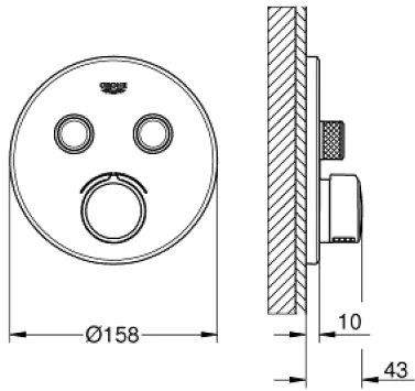 Αναμεικτική εντοιχιζόμενη μπαταρία 2 εξόδων Grohe Smart Control