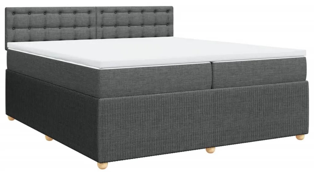 vidaXL Κρεβάτι Boxspring με Στρώμα Σκούρο Γκρι 200x200 εκ. Υφασμάτινο