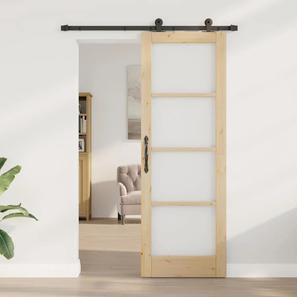 vidaXL Συρόμενη Πόρτα ORKDAL Καφέ 73.5 x 211 εκ Ξύλο και μέταλλο