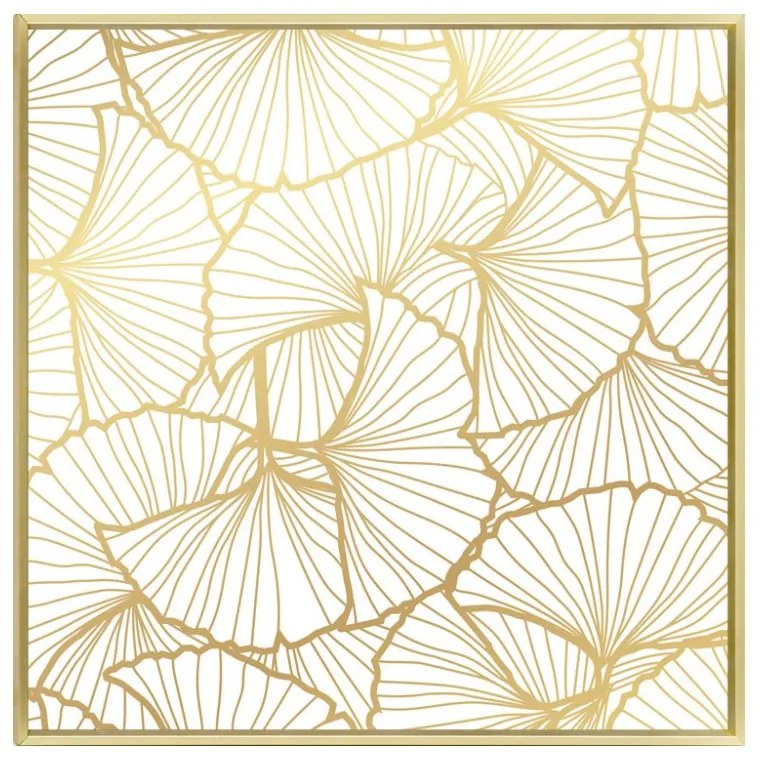 Κάδρο Σε Καμβά Lango 022877 51,5x51,5xH3,5cm White-Gold Τετράγωνοι Ξύλο, Καμβάς
