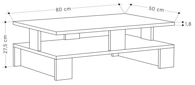 Τραπέζι σαλονιού Mansu γκρι antique 80x50x27.5εκ 80x50x27.5 εκ.