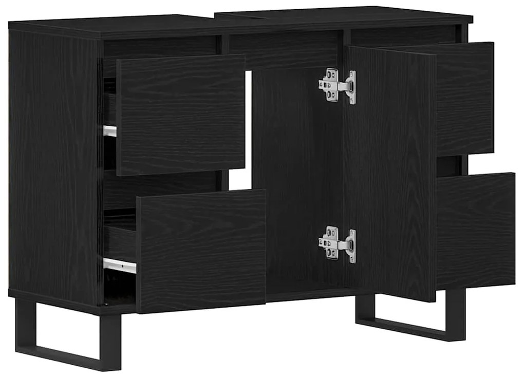 vidaXL Ντουλάπι Μπάνιου Μαύρη δρυς 80 x 33 x 60 εκ Επεξεργασμένο ξύλο