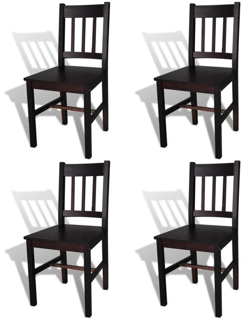 Καρέκλες Τραπεζαρίας 4 τεμ. Σκούρο Καφέ από Ξύλο Πεύκου - Καφέ