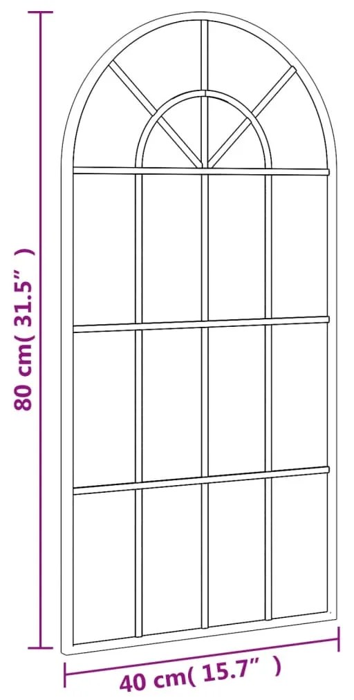 Καθρέφτης Τοίχου Αψίδα Μαύρος 40 x 80 εκ. από Σίδερο - Μαύρο