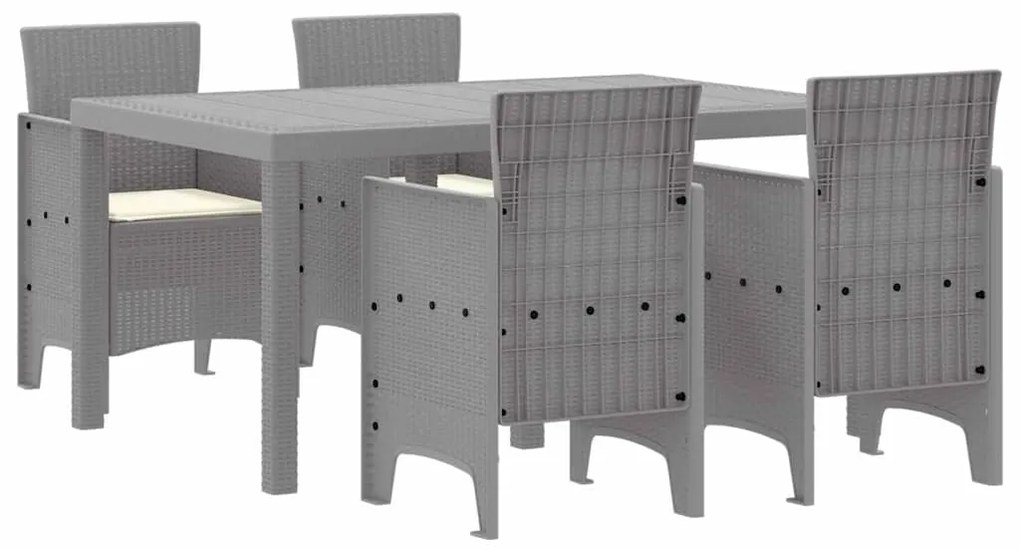 vidaXL Σέτ φαγητού για κήπο 5 pcs Ανοιχτό γκρι Rattan Polt