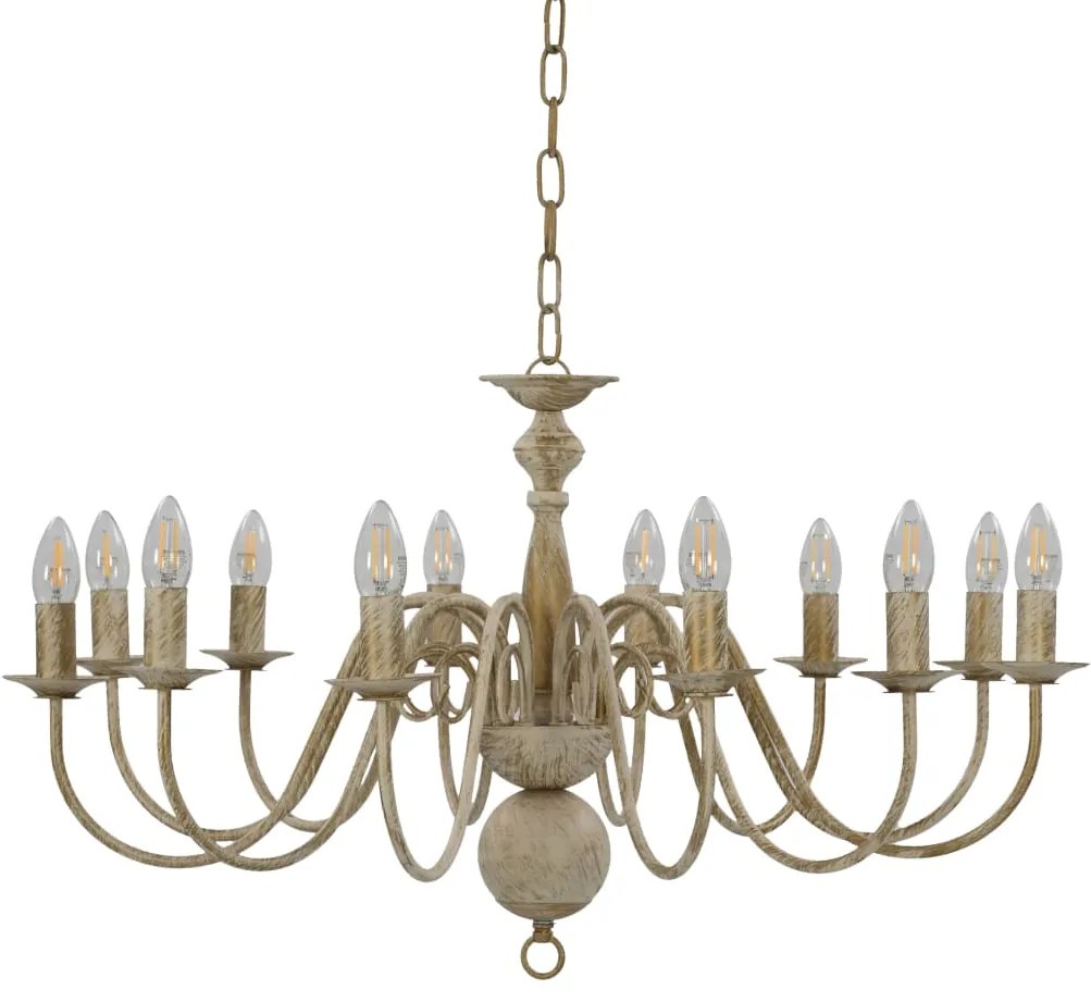 vidaXL Πολυέλαιος Αντικέ Λευκός με 12 Ντουί Ε14