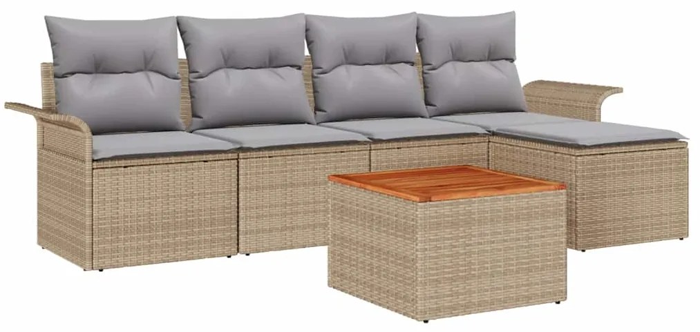 vidaXL Σετ Καναπέ Κήπου με μαξιλάρι 6 pcs Μπεζ, Ανοιχτό Γκρι