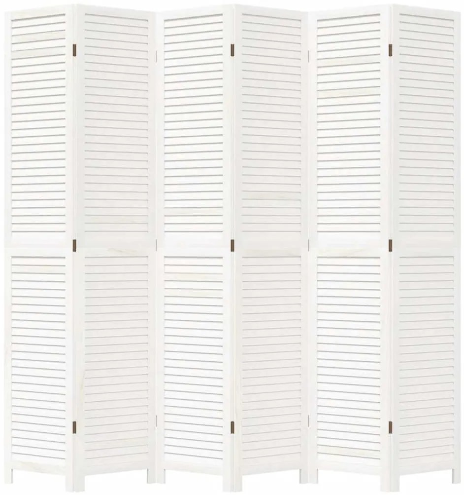 vidaXL Διαχωριστικό Χώρου με 6 Πάνελ Λευκό από Μασίφ Ξύλο Παυλώνιας
