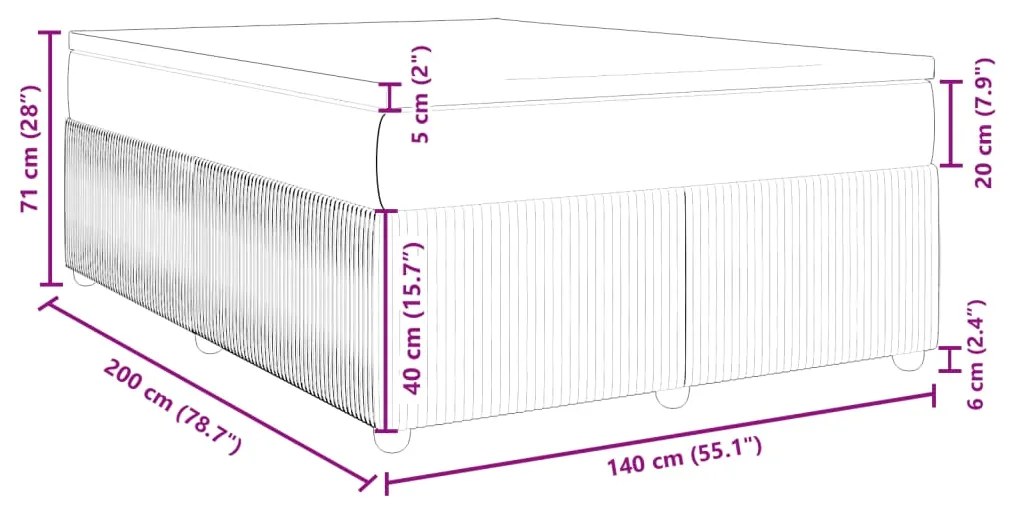 Κρεβάτι Boxspring με Στρώμα Ροζ 140x200 εκ. Βελούδινο - Ροζ