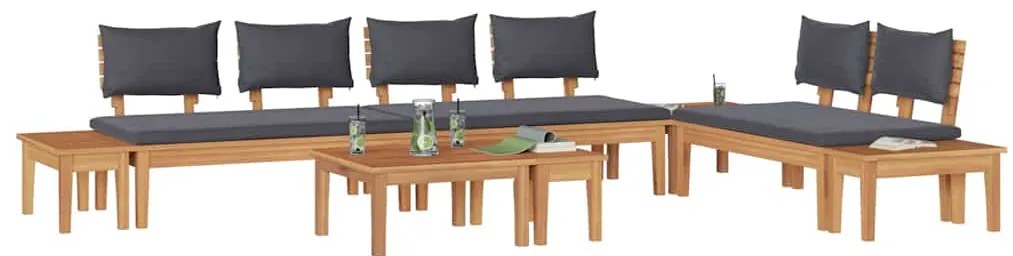 vidaXL Σετ Παγκάκι Κήπου 5 pcs Καφέ, Γκρί Πολυ rattan, βαμμένο ατσάλι