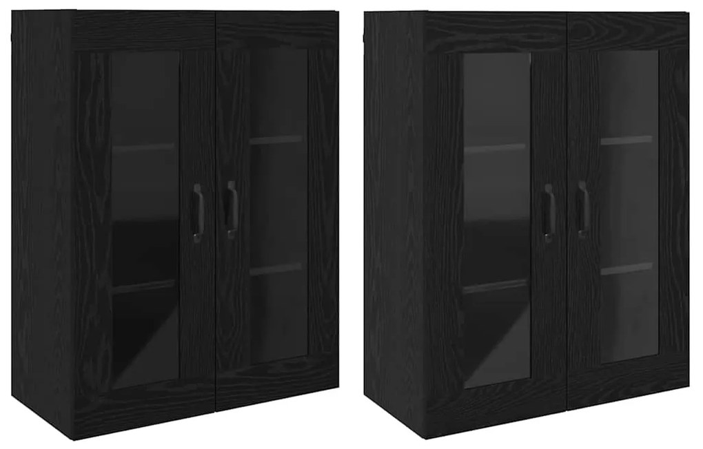 vidaXL Ντουλάπια Τοίχου 2 pcs Μαύρη δρυς 69.5 x 34 x 90 εκ.