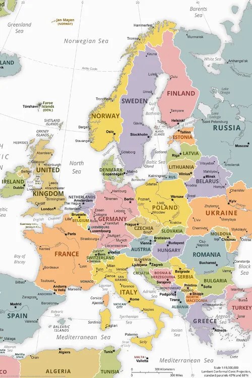 Αφίσα Political Map of Europe