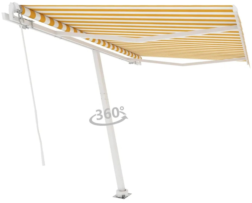 vidaXL Τέντα Συρόμενη Χειροκίνητη Ανεξάρτητη Κίτρινο/Λευκό 350x250 εκ.