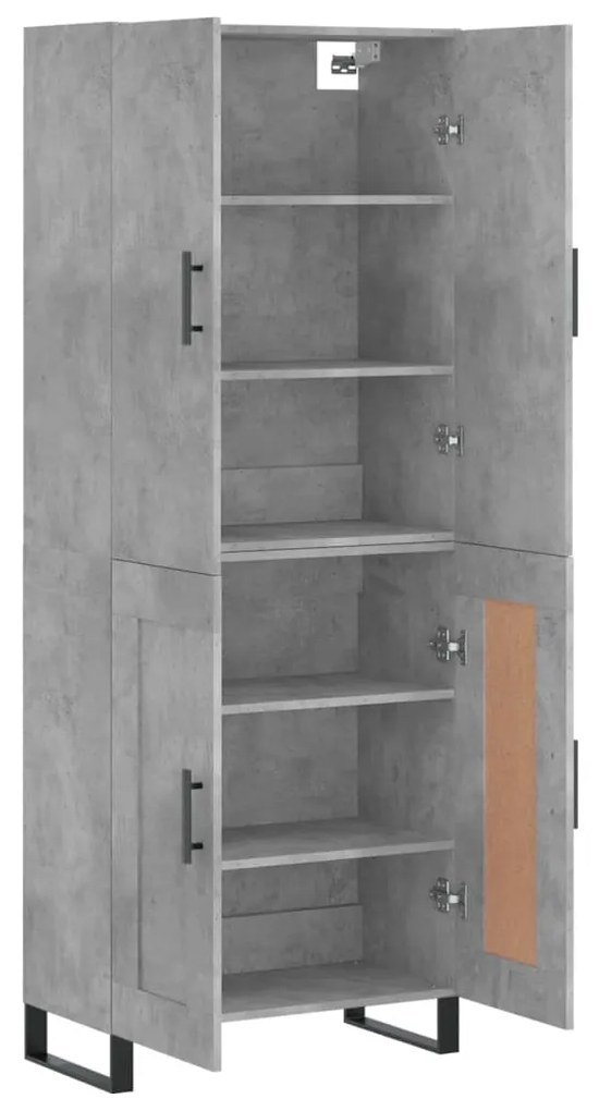 vidaXL Ντουλάπι Γκρι Σκυροδέματος 69,5x34x180 εκ. Επεξεργασμένο Ξύλο
