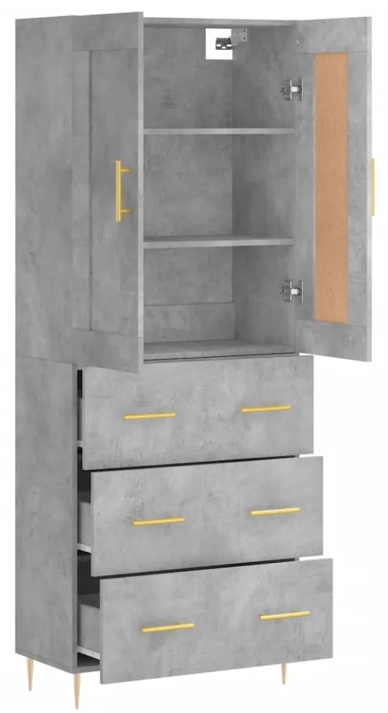 vidaXL Ντουλάπι Γκρι Σκυροδέματος 69,5x34x180 εκ. Επεξεργασμένο Ξύλο