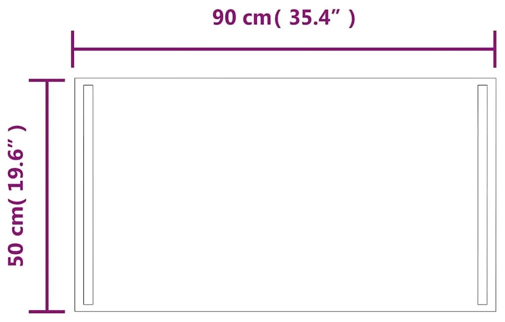 vidaXL Καθρέφτης Μπάνιου με LED 90x50 εκ.