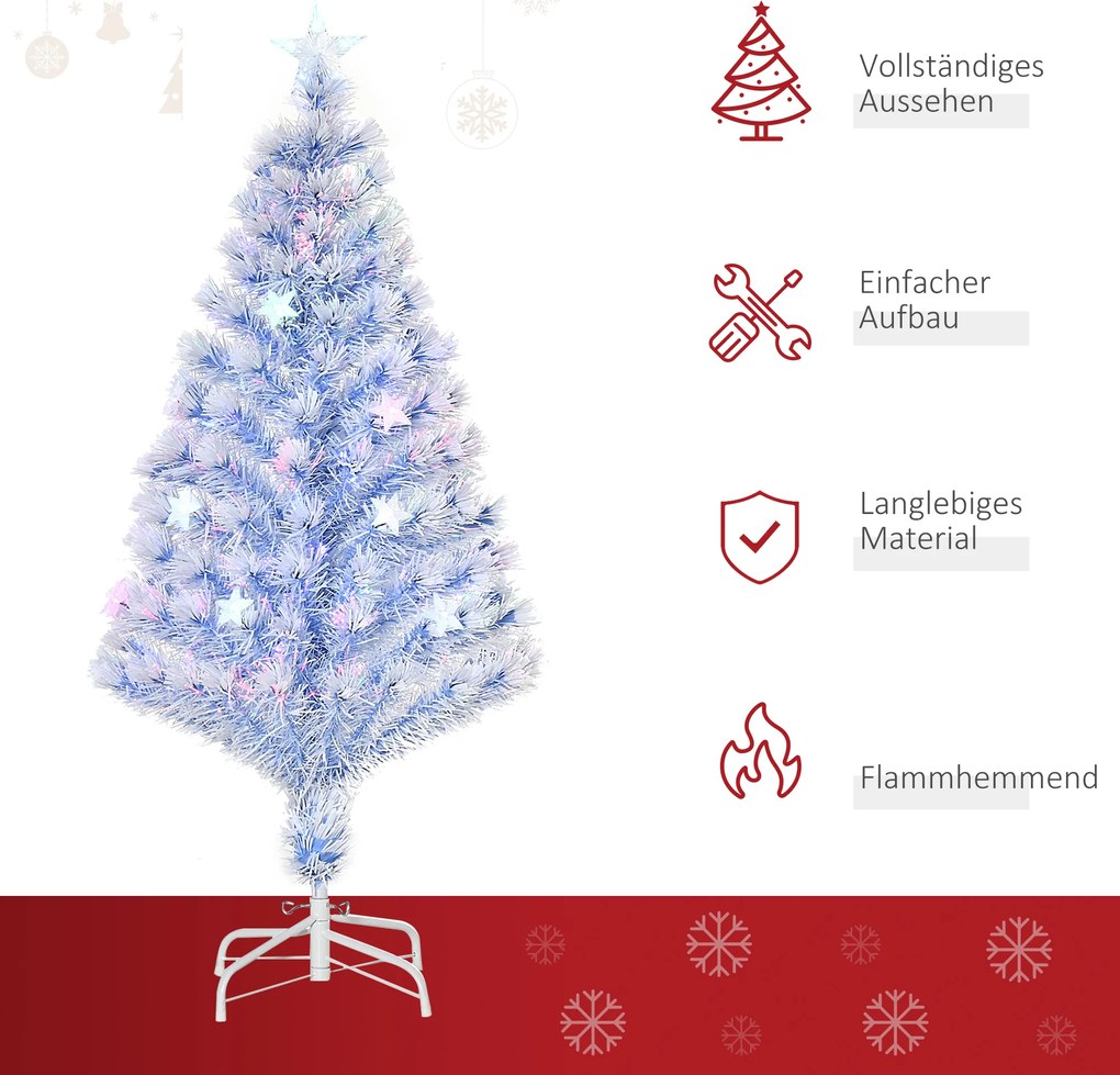 HOMCOM Τεχνητό Χριστουγεννιάτικο Δέντρο με 3 LED Φώτα Χριστουγεννιάτικο Δέντρο PVC Μέταλλο Λευκό+Μπλε Ø60 x 120Υ cm