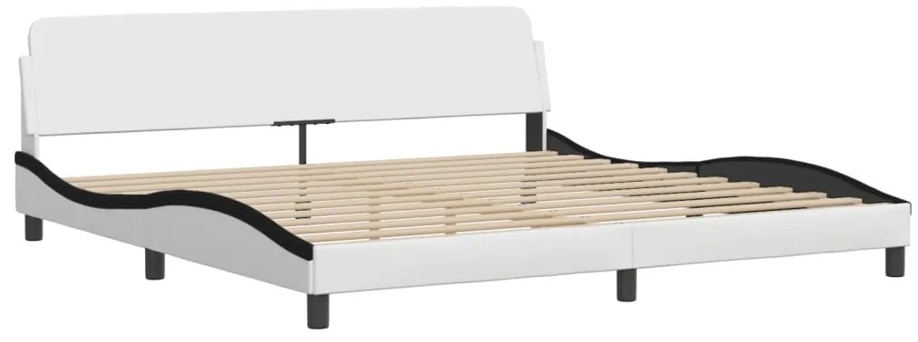 vidaXL Πλαίσιο κρεβατιού χωρίς Στρώμα Hvar Λευκό/Μαύρο 200x200εκ.Συνθ. Δέρμα