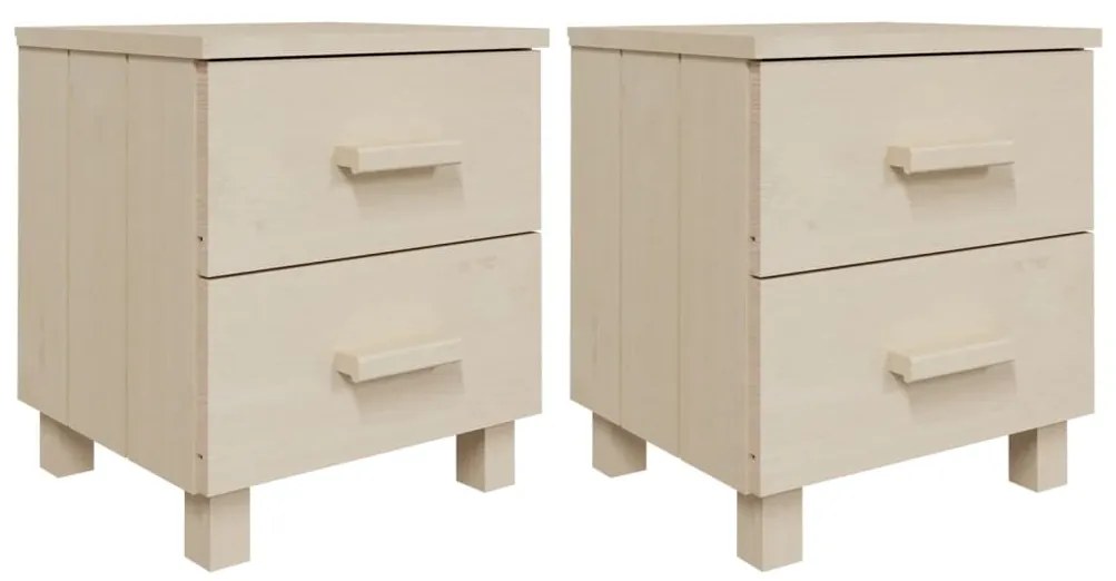 vidaXL Κομοδίνα HAMAR 2 Τεμ. Μελί 40x35x44,5 εκ. Μασίφ Ξύλο Πεύκου