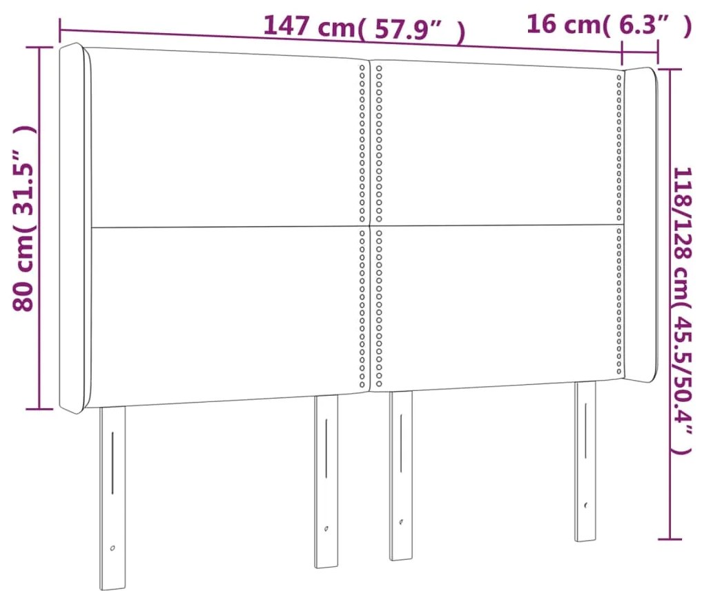 vidaXL Κεφαλάρι Κρεβατιού LED Πράσινο 147x16x118/128 εκ. Υφασμάτινο