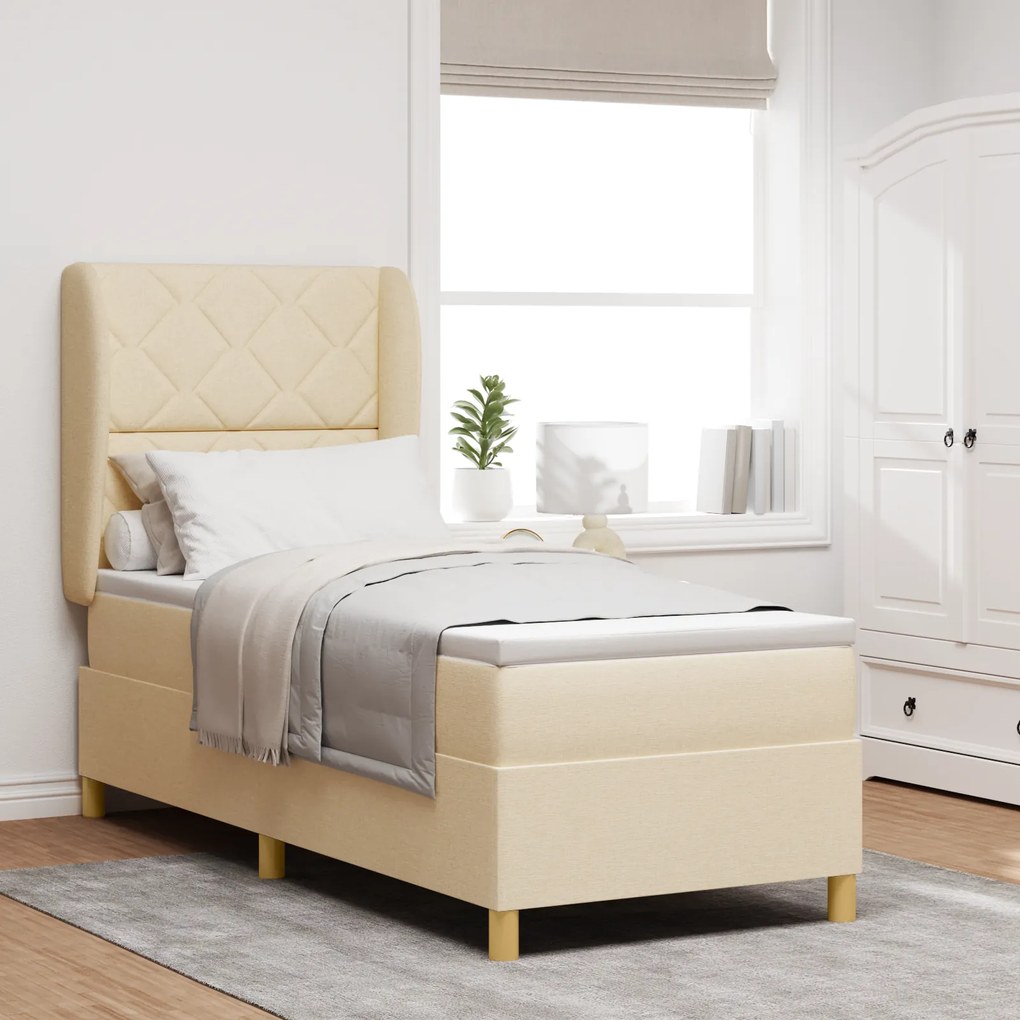 vidaXL Κρεβάτι Box Spring  με στρώμα Κρεμ 80x200 εκ. Υφασμάτινο