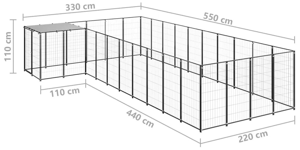 Σπιτάκι Σκύλου Μαύρο 13,31 μ² Ατσάλινο   - Μαύρο