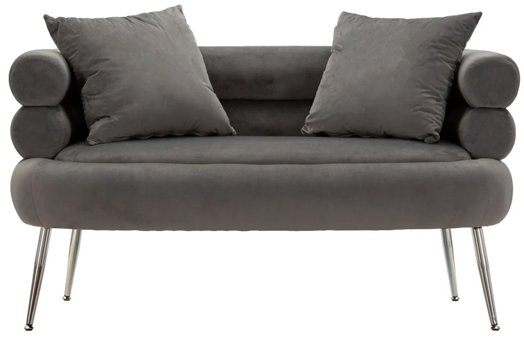 SILVERY PLUS Διθέσιος Καναπές με Μαξιλάρια Γκρι/Ασημένιος 133x68