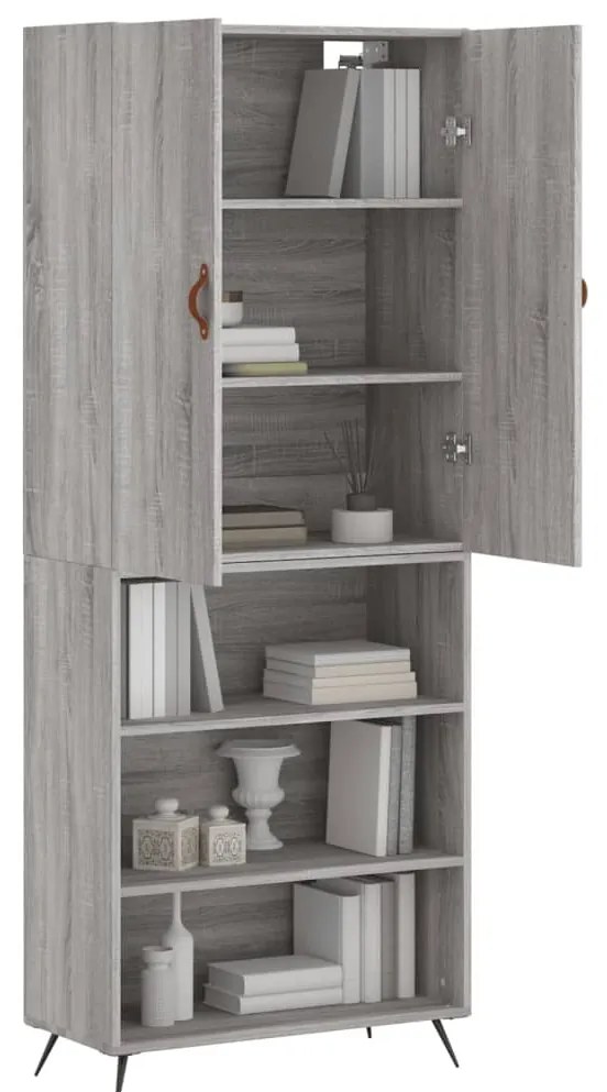 vidaXL Ντουλάπι Γκρι Sonoma 69,5 x 34 x 180 εκ. Επεξεργασμένο Ξύλο