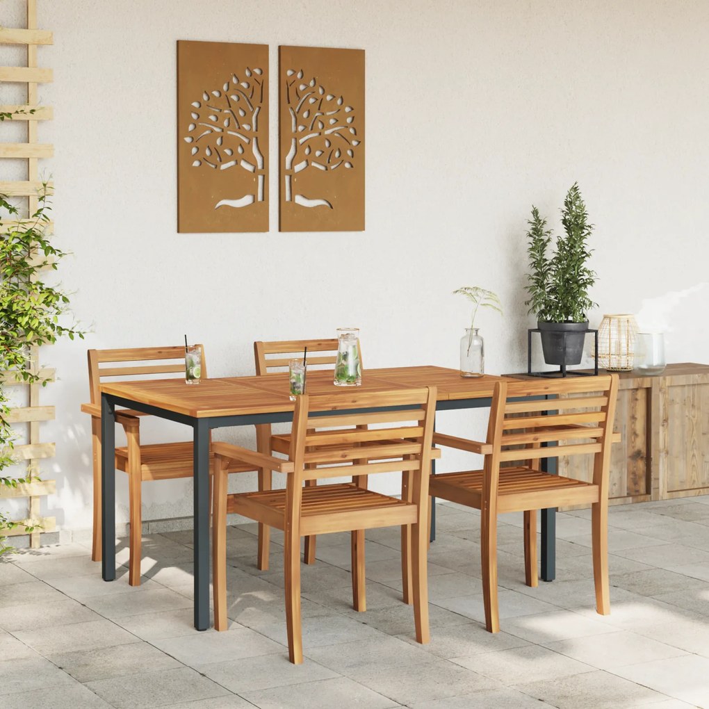 vidaXL Τραπέζι Κήπου 150x90x75 εκ. Κατασκευασμένο από Σταθερό Ξύλο Ακακίας και Μέταλλο