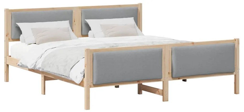 vidaXL Σκελετός Κρεβατιού με κεφαλάρι Ανοιχτό γκρι 200 x 200 cm ύφασμα