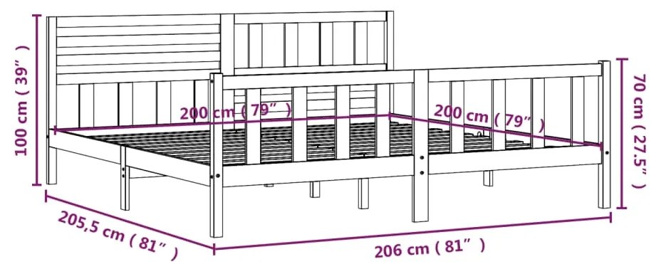 ΠΛΑΙΣΙΟ ΚΡΕΒΑΤΙΟΥ ΓΚΡΙ 200 X 200 ΕΚ. ΑΠΟ ΜΑΣΙΦ ΞΥΛΟ 3101175