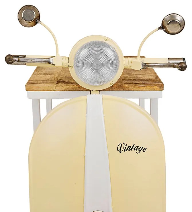 MINI VESPA SIDE TABLE ΜΕ ΡΑΦΙΑ CREAM ΛΕΥΚΟ ΦΥΣΙΚΟ 61x45xH88cm - 04-0986