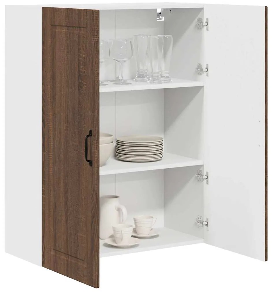 vidaXL Κρεμαστό ντουλάπι κουζίνας με ράφι Καφέ δρυς 80 x 31 x 100 εκ.