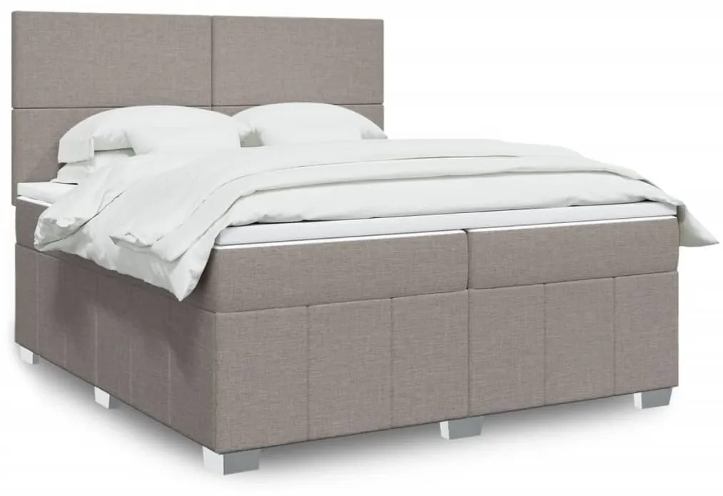 Κρεβάτι Boxspring με Στρώμα Taupe 200x200 εκ. Υφασμάτινο