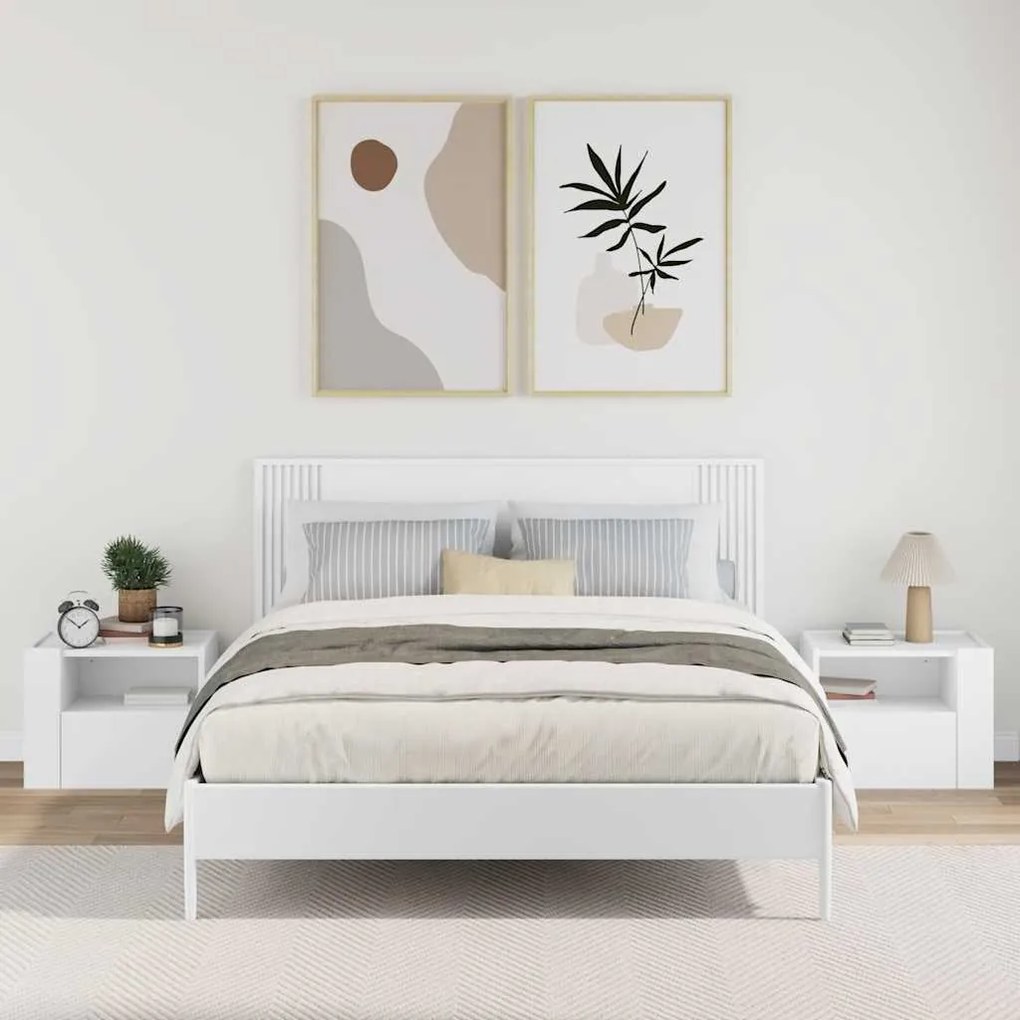 vidaXL Κομοδίνα Επιτοίχια 2 τεμ. Λευκά 45x30x35 εκ.