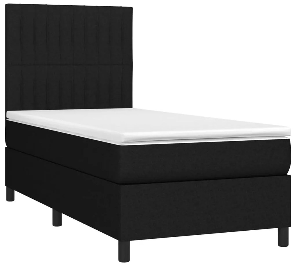 ΚΡΕΒΑΤΙ BOXSPRING ΜΕ ΣΤΡΩΜΑ &amp; LED ΜΑΥΡΟ 80X200 ΕΚ. ΥΦΑΣΜΑΤΙΝΟ 3134991