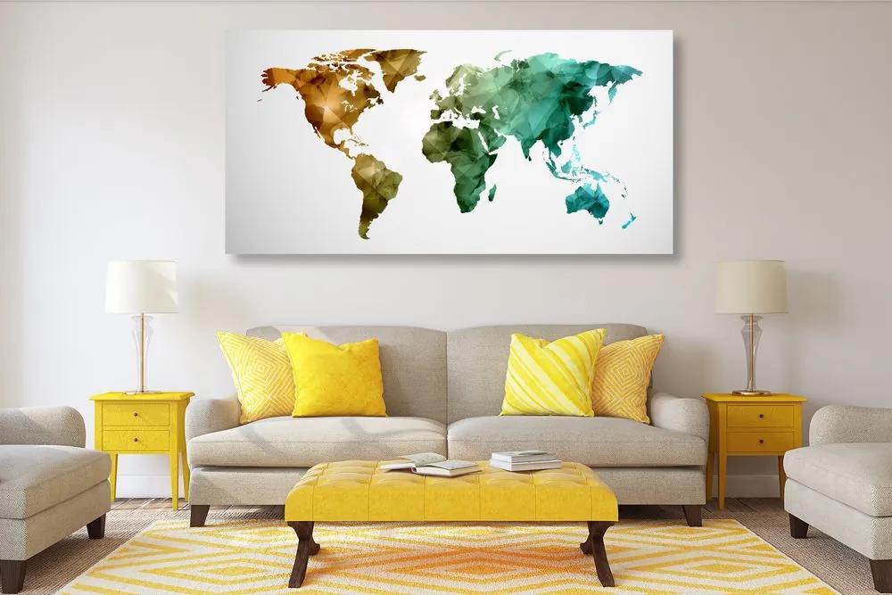 Εικόνα στον πολυγωνικό παγκόσμιο χάρτη με χρώμα φελλού - 100x50  peg