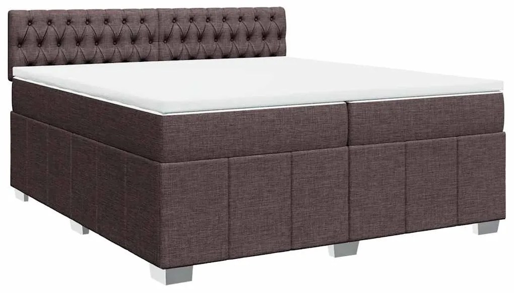 vidaXL Κρεβάτι Boxspring με Στρώμα Σκούρο Καφέ 200x200 εκ. Υφασμάτινο