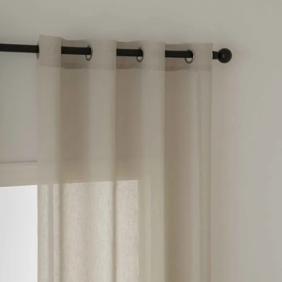 Beauty Home Κουρτίνα γάζα μονόχρωμη με 8 μεταλλικούς κρίκους Fit Art 8447 140x270 Μπεζ