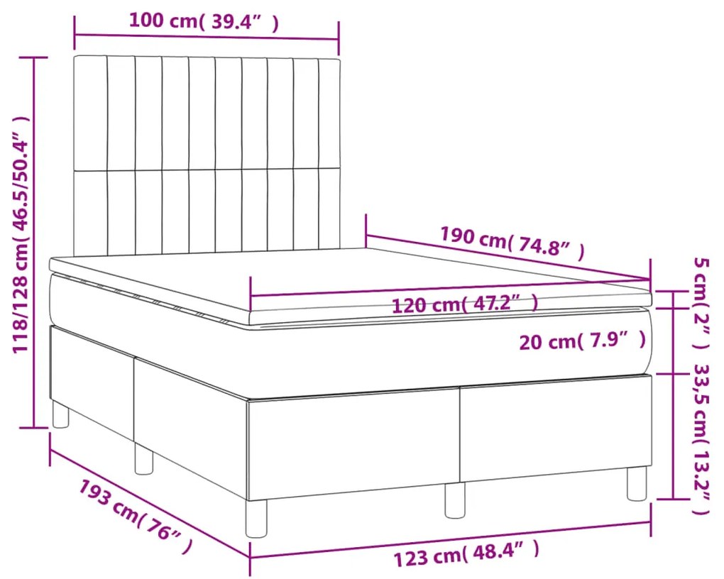 ΚΡΕΒΑΤΙ BOXSPRING ΜΕ ΣΤΡΩΜΑ ΚΡΕΜ 120X190 ΕΚ. ΥΦΑΣΜΑΤΙΝΟ 3269949