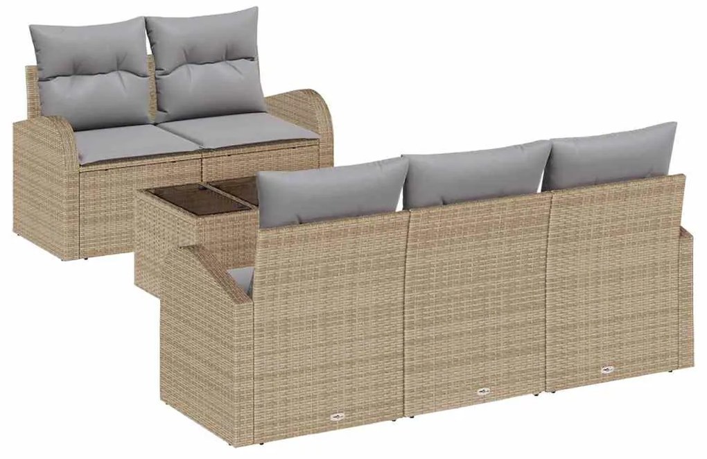 vidaXL Σετ Καναπέ Κήπου 6 pcs Μπεζ 55 x 55 x 37 εκ Πολυ ράταν