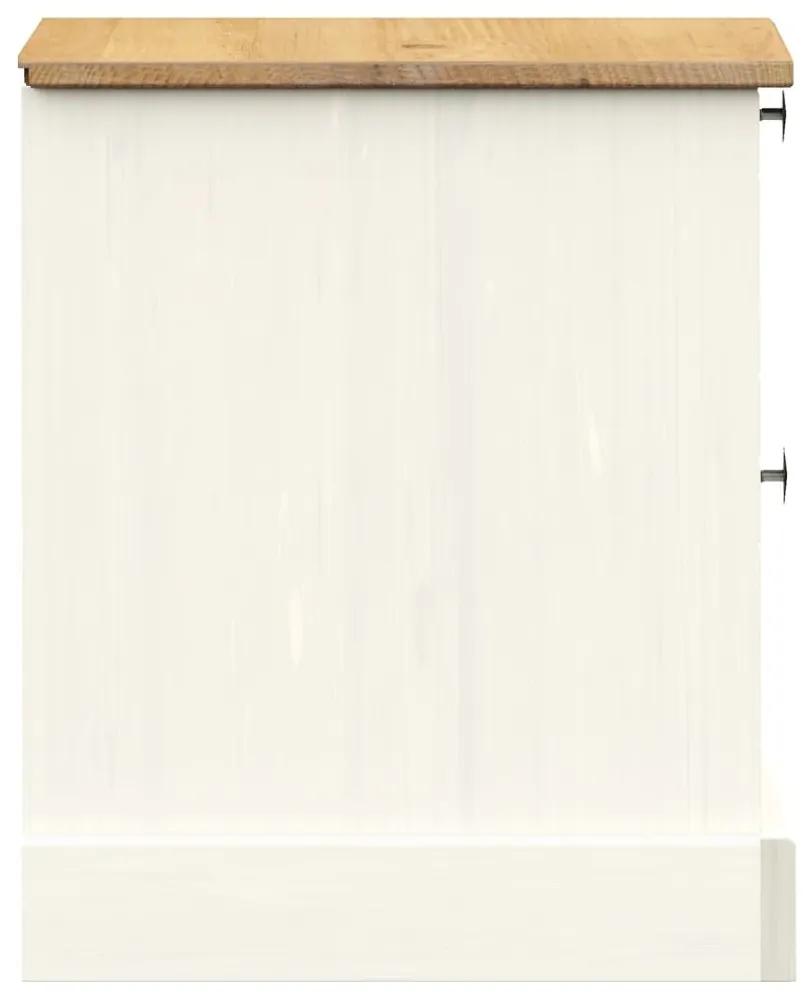 Κομοδίνο VIGO Λευκό 42 x 35 x 40 εκ. από Μασίφ Ξύλο Πεύκου - Λευκό