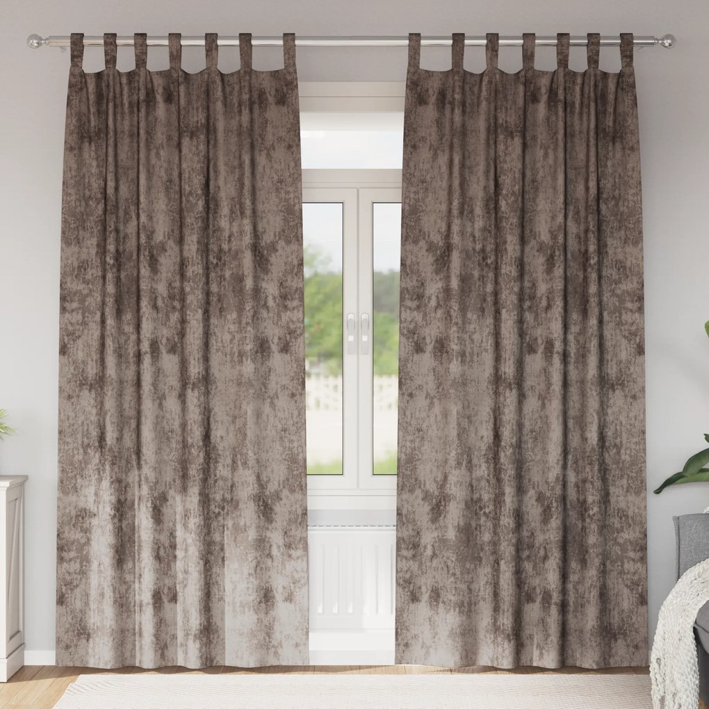 vidaXL κουρτίνες βελούδου 2 τεμ με μάτια Καφέ 245x140 εκ.