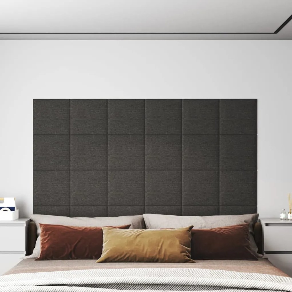 vidaXL Πάνελ Τοίχου 12 τεμ. Σκ. Γκρι 30 x 30 εκ. 1,08 μ² Υφασμάτινα