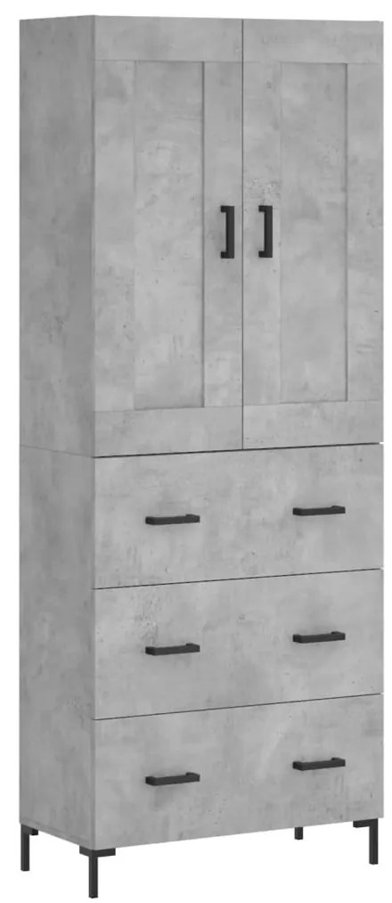 vidaXL Ντουλάπι Γκρι Σκυροδέματος 69,5x34x180 εκ. Επεξεργασμένο Ξύλο